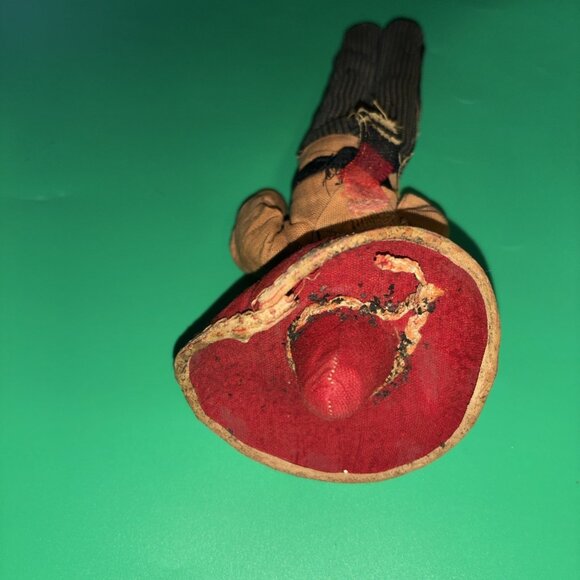 VTG 10" Folk Doll Mexican Sombrero Poncho Serape Fiesta Carnival Cloth Hand Made - Picture 6 of 7